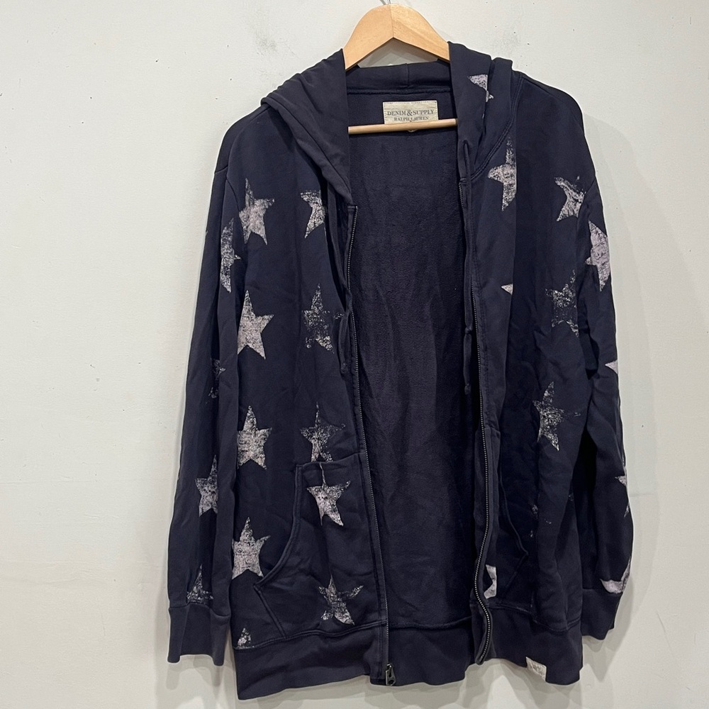 Ralph Lauren Denim & Supply Vintage US Stars Pattern Hoodie Sweatshirt XL - Picture 10 of 13